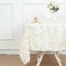 Ivory Taffeta Square Tablecloth With 3D Leaf Petals 54 Inch