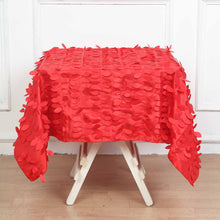 3D Leaf Petal Taffeta Square Tablecloth In Red 54 Inch