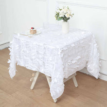 Taffeta Square Tablecloth In White 3D Leaf Petals 54 Inch