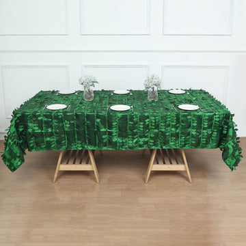 Experience Nature's Beauty with the Green Leaf Petal Taffeta Seamless Rectangle Tablecloth 60"x102"