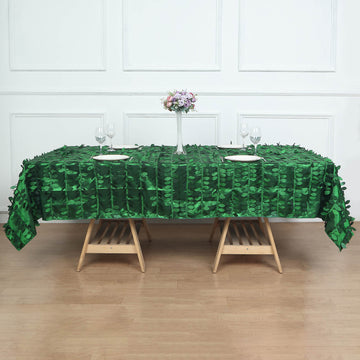 Add a Touch of Natural Elegance with the Green Leaf Petal Taffeta Seamless Rectangle Tablecloth 60"x102"