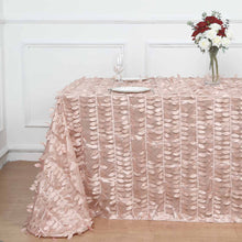 90 Inch x 132 Inch - Rectangle Taffeta Tablecloth Dusty Rose Leaf Petal Design