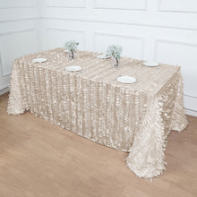 Beige Rectangle 3D Leaf Petal Taffeta Fabric Tablecloth - 90 Inches x 132 Inches