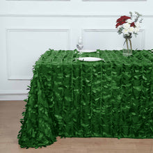 90 Inch x 132 Inch Tablecloth Green with Leaf Petal Taffeta