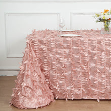 90x156inch Dusty Rose 3D Leaf Petal Taffeta Fabric Rectangle Tablecloth