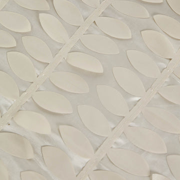 Enhance Your Event Decor with Our Beige 3D Leaf Petal Taffeta Fabric Tablecloth