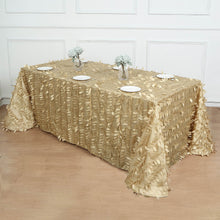 90x156inch Champagne 3D Leaf Petal Taffeta Fabric Rectangle Tablecloth