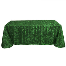90 Inch x 156 Inch Green Tablecloth with 3D Leaf Petal Taffeta Fabric