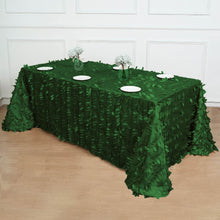 Rectangular Tablecloth in 3D Leaf Petal Taffeta 90 Inch x 156 Inch Green