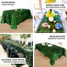 3D Leaf Petal Taffeta Rectangle Tablecloth in Green 90 Inch x 156 Inch