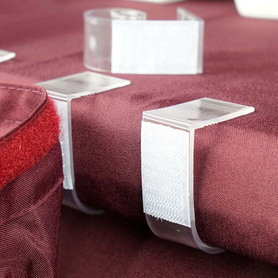 Clear fabric clips for securing materials in place
