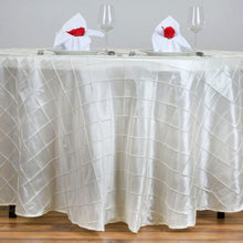 120 Inch Ivory Round Pintuck Tablecloth