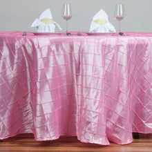120 Inch Pink Round Pintuck Tablecloth