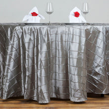 120 Inch Silver Round Pintuck Tablecloth