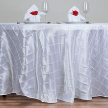 120 Inch White Round Pintuck Tablecloth