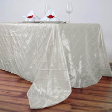 90 Inch x 132 Inch Rectangular Tablecloth In Ivory Taffeta Pintuck