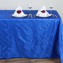 Rectangular 90 Inch x 132 Inch Royal Blue Taffeta Pintuck Tablecloth