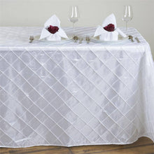 White Taffeta Pintuck Tablecloth 90 Inch x 132 Inch Rectangular