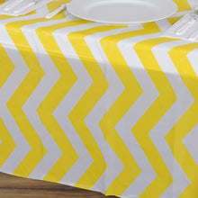 54"x72" Yellow Chevron Waterproof Plastic Tablecloth, PVC Rectangle Disposable Table Cover#whtbkgd