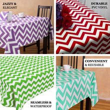 54"x72" Yellow Chevron Waterproof Plastic Tablecloth, PVC Rectangle Disposable Table Cover