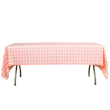 Rectangle 54 Inch x 108 Inch White & Pink Buffalo Plaid Checkered Vinyl PVC Tablecloth Disposable Waterproof
