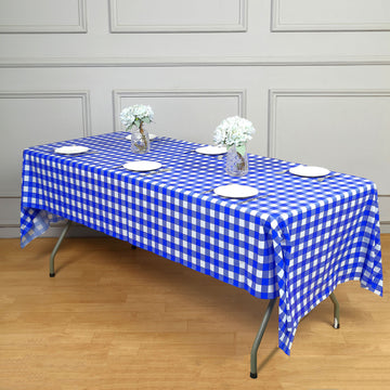 Elevate Your Event Decor with the White Royal Blue Buffalo Plaid Tablecloth