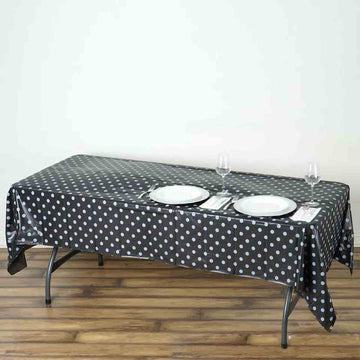 Add Vibrant Elegance to Your Event with the Black White Polka Dots Waterproof Plastic Tablecloth