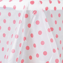 10 Mil Thick White & Pink 54 Inch x 108 Inch Rectangle Polka Dots Waterproof Tablecloth PVC Disposable#whtbkgd