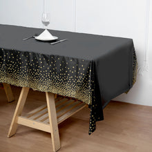 10 Mil Thick PVC Waterproof Disposable 54 Inch x 108 Inch Black & Gold Confetti Tablecloth