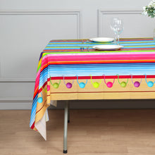 5 Pack Waterproof Plastic Tablecloths in Mexican Serape Fiesta Style, PVC Rectangle Disposable Cover