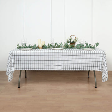 Black White Checkered Waterproof Plastic Tablecloth