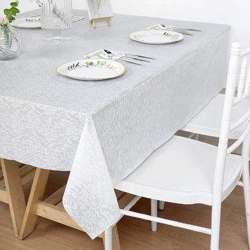 Versatile and Practical White Square Lace Design Tablecloth