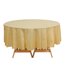 84inch Gold Crushed Design Round Waterproof Plastic Tablecloth, Spill Proof Disposable Tablecloth