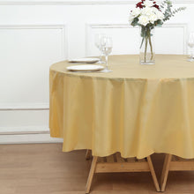 84inch Gold Crushed Design Round Waterproof Plastic Tablecloth, Spill Proof Disposable Tablecloth