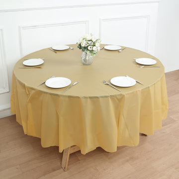 Durable Gold PVC Tablecloth for Hassle-Free Table Protection