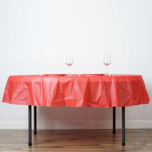 84" Red 10 Mil Thick Crushed Design Waterproof Tablecloth PVC Round Disposable Tablecloth