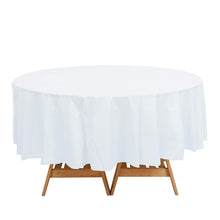 84inch White Crushed Design Round Waterproof Plastic Tablecloth, Spill Proof Disposable Tablecloth