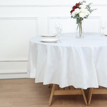 84inch White Crushed Design Round Waterproof Plastic Tablecloth, Spill Proof Disposable Tablecloth
