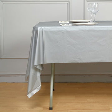 Durable and Easy-to-Clean Silver PVC Tablecloth