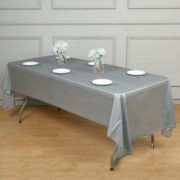 Silver Waterproof Plastic Tablecloth for Elegant Event Décor