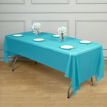 Turquoise Waterproof Plastic Tablecloth for Elegant Event Décor