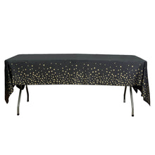 108 Inch Waterproof Rectangle Plastic Tablecloth Black And Gold Stars Sprinkled