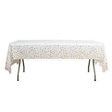 Plastic Waterproof Rectangle Disposable White and Gold Star Sprinkled Tablecloth 54 Inch x 108 Inch