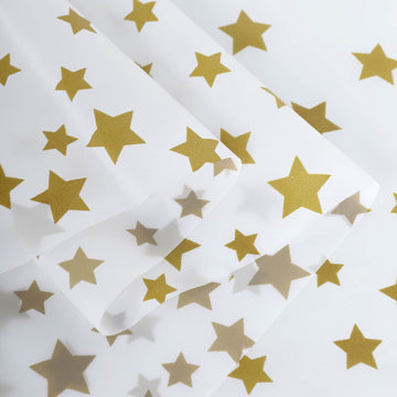 Elevate Your Event Decor with the White Gold Stars Tablecloth