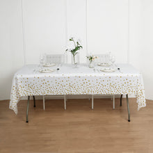 White and Gold Star Sprinkled Plastic Waterproof Rectangle Disposable Tablecloth 54 Inch x 108 Inch 