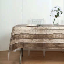 52 Feet x 108 Feet Charcoal Gray Colored Plastic Vinyl Tablecloth Rustic Wooden Print Design Waterproof and Disposable