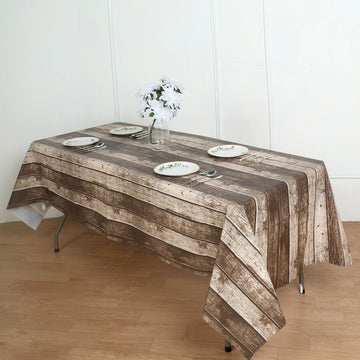 Add Elegance and Rustic Charm to Your Event with a Charcoal Gray Rustic Wooden Print Tablecloth
