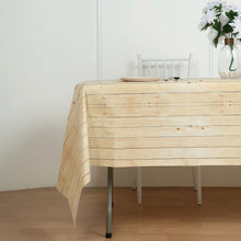 52 Feet x 108 Feet Natural Colored Plastic Vinyl Tablecloth Rustic Wooden Print Design Waterproof and Disposable