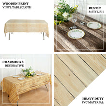 52 Feet x 108 Feet Natural PVC Vinyl Tablecloth Rustic Wooden Print Waterproof and Disposable
