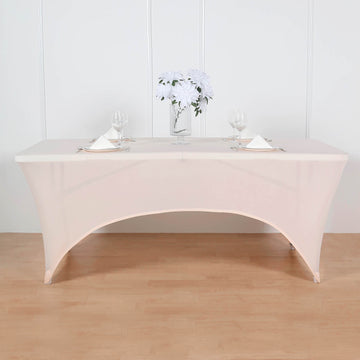 Blush Spandex Stretch Fitted Rectangular Tablecloth 6ft
